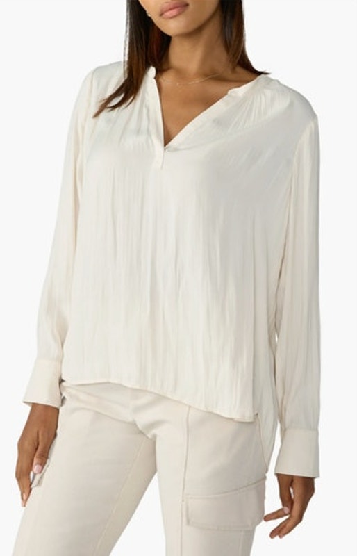 Sanctuary Top Size 2x New Lizzie Sateen Tunic Blouse Cream Cappuccino